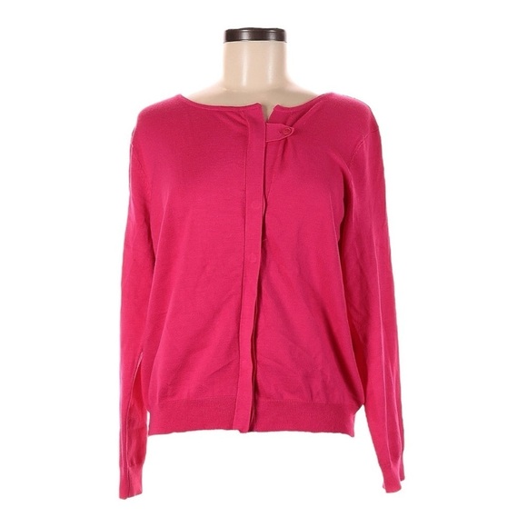 Galeries Lafayette Pink Cardigan Sweater M Covered Button Parisian Style NWT - Picture 1 of 9
